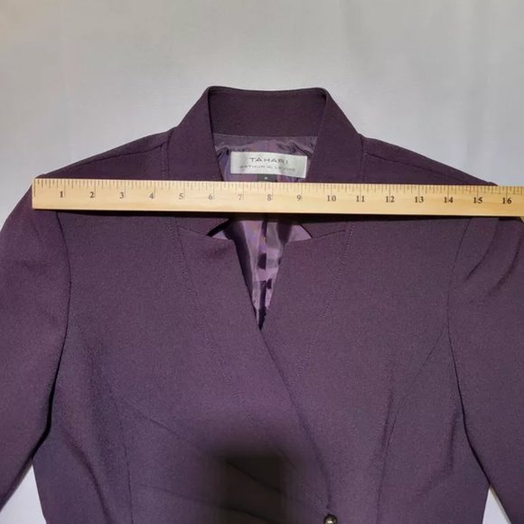 Tahari Arthur S Levine Blazer Jacket Womens Size 6 Dark Purple Shoulder Pads - Picture 6 of 10